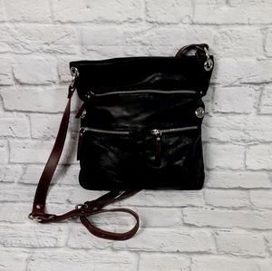 Maurizio Taiuti black and brown messenger bag